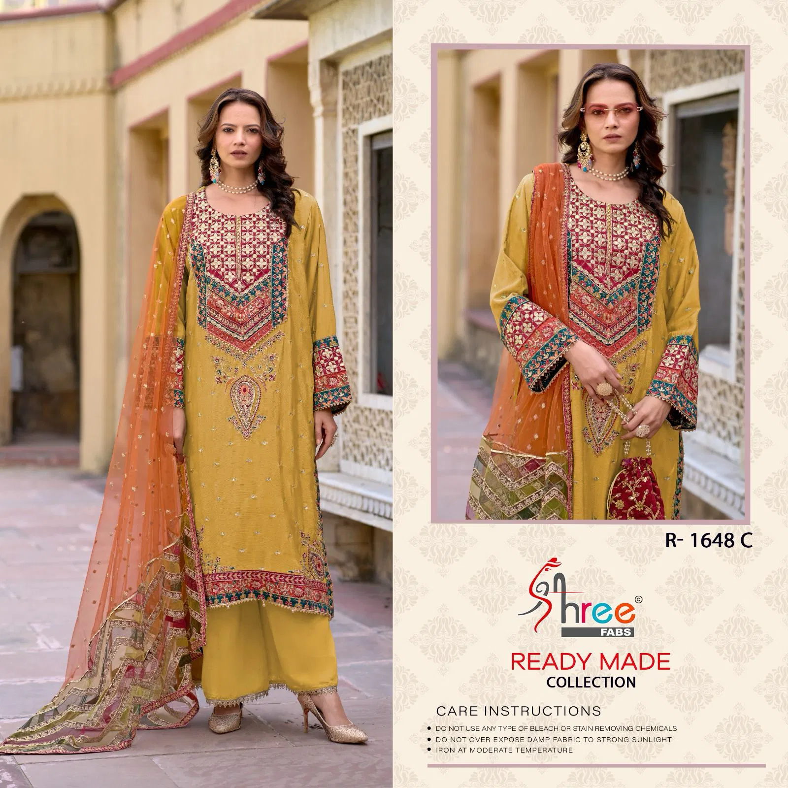 R 1648 By Shree Fabs Chinon Pakistani Readymade Suits Wholesalers In Delhi